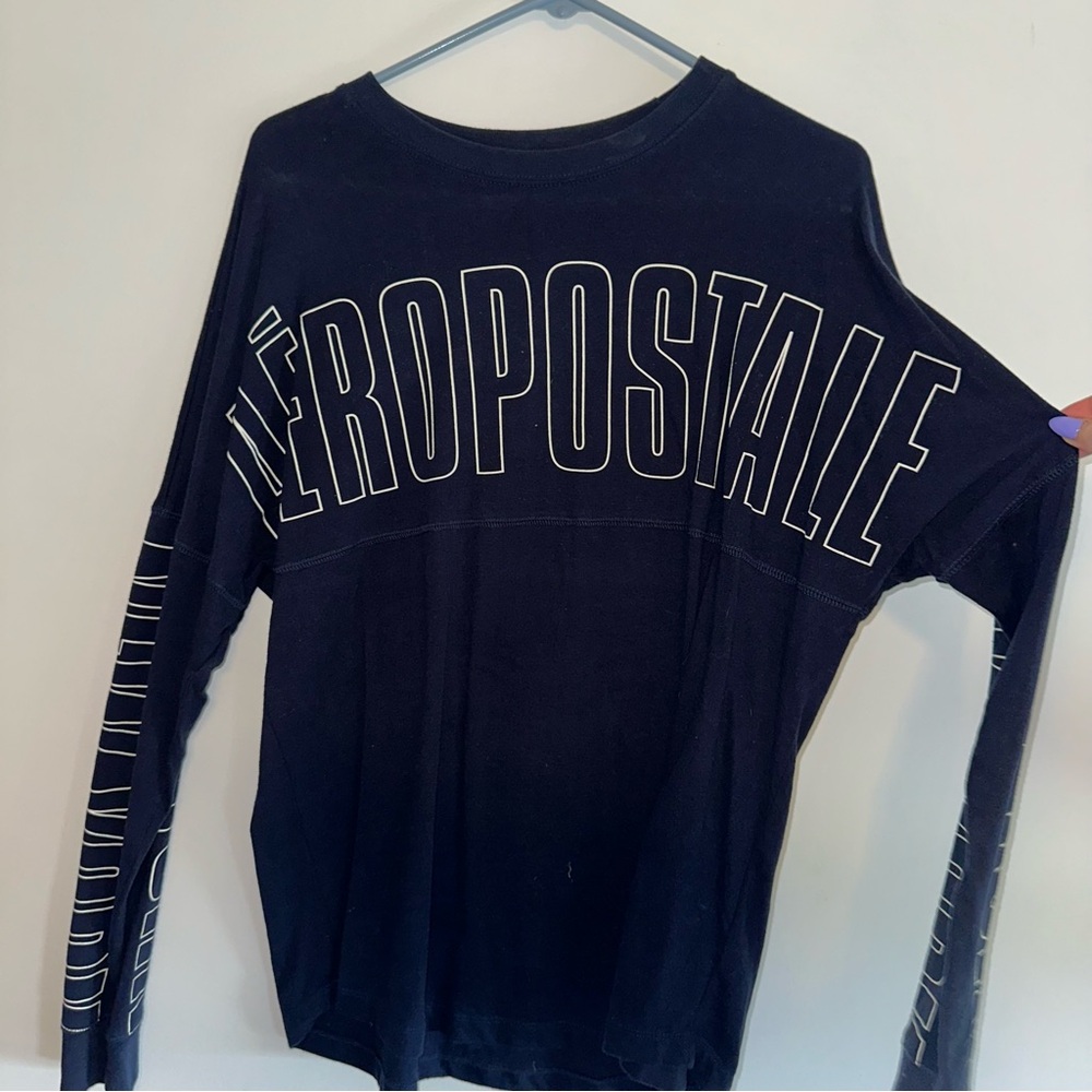 Aeropostale Navy Crew Shirt w/ New York On Sleeves